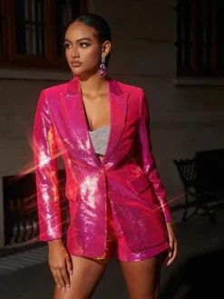 Blazers|Sets & Co-ords*Mew Mews Fashion Hanako Sequin Blazer Shorts Set In Hot Pink