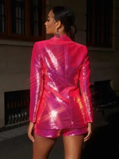 Blazers|Sets & Co-ords*Mew Mews Fashion Hanako Sequin Blazer Shorts Set In Hot Pink