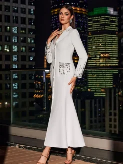 Dresses|Maxi Dresses*Mew Mews Fashion Hassan Rhinestone Blazer Dress In White