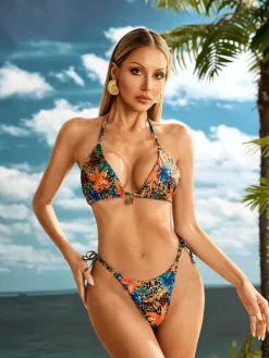 Bikini Sets|Swimwear*Mew Mews Fashion Haxara Floral Leopard Bikini Two Piece Set