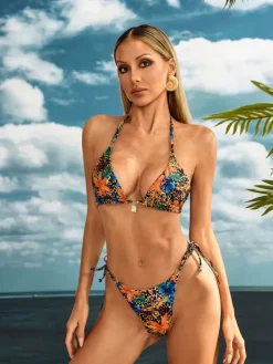 Bikini Sets|Swimwear*Mew Mews Fashion Haxara Floral Leopard Bikini Two Piece Set