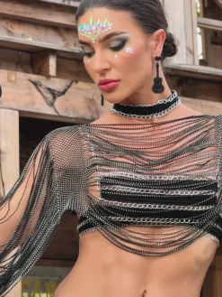Tops*Mew Mews Fashion O/S Heilyn Crystal Cover Up Top