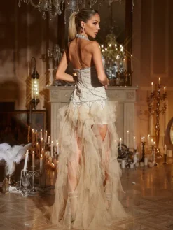 Dresses|Maxi Dresses*Mew Mews Fashion Ichirou Halterneck Crystal Tulle Maxi Dress