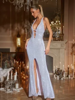Dresses|Maxi Dresses*Mew Mews Fashion Iduia Backless Cutout Rhinestone Maxi Dress