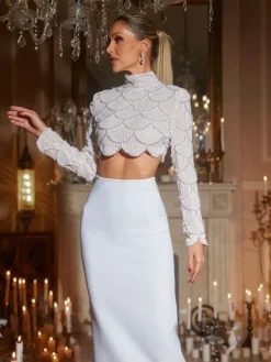 Sets & Co-ords*Bandage Iekika Pearl Sequin Skirt Set