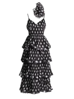 Dresses*Mew Mews Fashion Ilaria Spaghetti Dot Tiered Dress