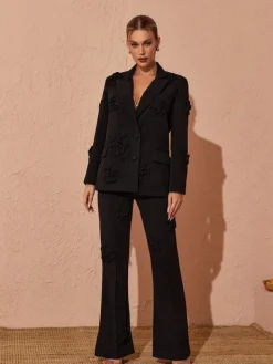 Blazers|Sets & Co-ords*Mew Mews Fashion Indiana Floral Embellished Blazer Set In Black