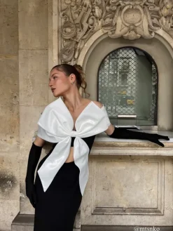 Dresses*Mew Mews Fashion Iranet Off Shoulder Bow Maxi Dress