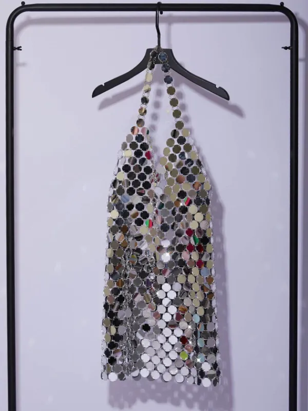 Swimwear|Dresses*Mew Mews Fashion O/S Irene Chainmail Mini Dress in Silver