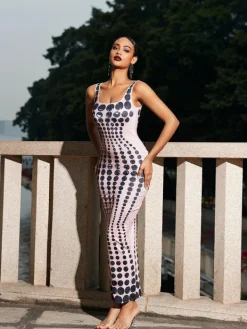 Dresses*Mew Mews Fashion Ishi Dot Printed Maxi Dress In Blush