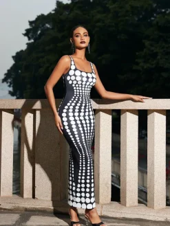 Dresses|Maxi Dresses*Mew Mews Fashion Ishi Dot Printed Maxi Dress In White