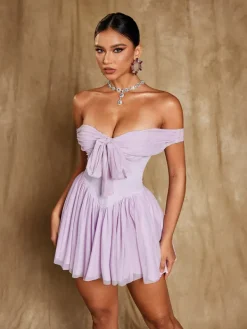 Dresses*Mew Mews Fashion Isidore Off Shoulder Mesh Mini Dress