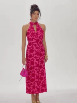 Dresses|Midi Dresses*Mew Mews Fashion Jacki Halterneck Floral Cutout Midi Dress