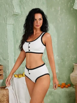 Bikini Sets|Swimwear*Mew Mews Fashion Jacoby Button Bikini Two Piece Set In White
