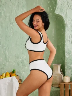 Bikini Sets|Swimwear*Mew Mews Fashion Jacoby Button Bikini Two Piece Set In White