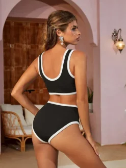 Bikini Sets|Swimwear*Mew Mews Fashion Jacoby Button Bikini Two Piece Set In Black