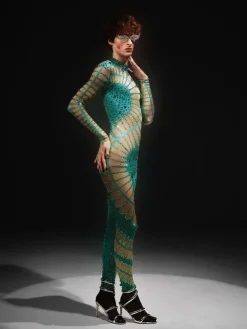 Embellishment*Embellishment Jadon Hollow Printed Rhinestone Jumpsuit