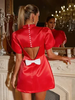 Dresses|Mini Dresses*Mew Mews Fashion Jaetyn Bow Cutout Satin Mini Dress