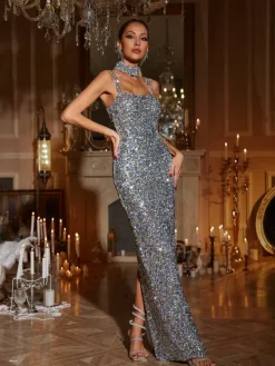 Dresses|Maxi Dresses*Mew Mews Fashion Jahmir Spaghetti Sequin Maxi Dress With Choker