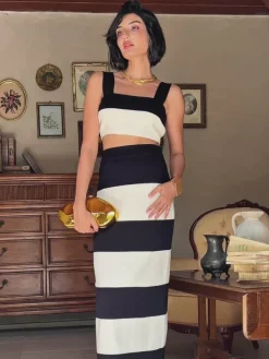 Sets & Co-ords*Mew Mews Fashion Jamaar Stripe Knitted Skirt Set