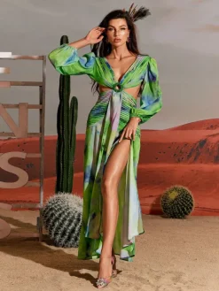 Dresses|Maxi Dresses*Mew Mews Fashion Janay Printed Cutout Maxi Dress