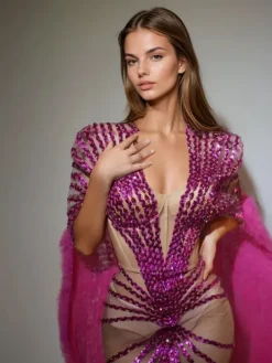 Embellishment|Dresses*Embellishment O/S Janeeva Sequin Embellished Cape Maxi Dress
