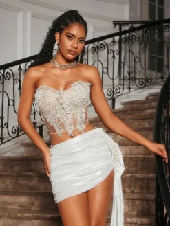 Sets & Co-ords*Jiu Bajia O/S Jelia Strapless Ruched Skirt Set