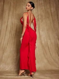 Dresses|Maxi Dresses*Mew Mews Fashion Jolene Backless Flower Draped Maxi Dress