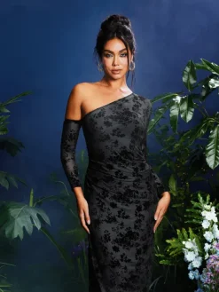 Dresses|Maxi Dresses*Mew Mews Fashion Jonila One Shoulder Flocked Maxi Dress