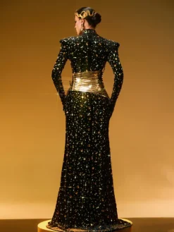 Dresses|Maxi Dresses*Embellishment Jonson Rhinestone Embellished Split Maxi Dress In Black