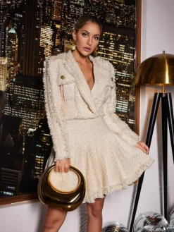 Coats & Jackets*Mew Mews Fashion Juria Tweed Jacket In Beige