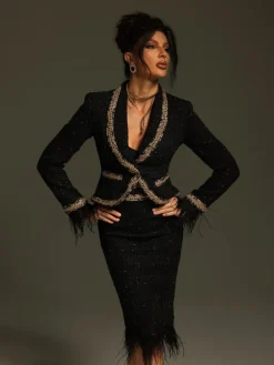 Blazers|Sets & Co-ords*Mew Mews Fashion Kadience Long Sleeve Feather Skirt Set