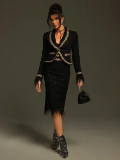 Blazers|Sets & Co-ords*Mew Mews Fashion Kadience Long Sleeve Feather Skirt Set
