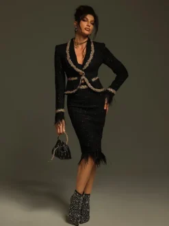 Blazers|Sets & Co-ords*Mew Mews Fashion Kadience Long Sleeve Feather Skirt Set