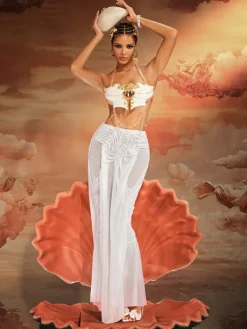 Armor Tops|Tops*Mew Mews Fashion O/S Kaelrix Halterneck Chain Armor Top In White