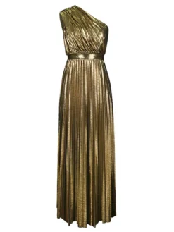Dresses|Maxi Dresses*Mew Mews Fashion Kaleen One Shoulder Metallic Maxi Dress In Gold