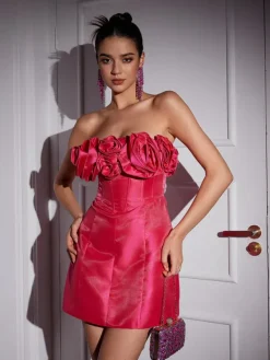 Dresses|Mini Dresses*Mew Mews Fashion Katelynn Strapless Flower Mini Dress