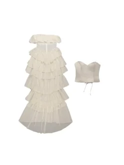 Dresses|Maxi Dresses*Mew Mews Fashion Katrina Strapless Ruched Mesh Maxi Dress