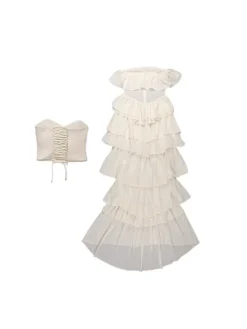 Dresses|Maxi Dresses*Mew Mews Fashion Katrina Strapless Ruched Mesh Maxi Dress
