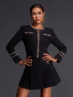 Sets & Co-ords*Mew Mews Fashion Keelia Long Sleeve Rhinestone Skirt Set