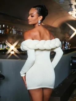 Dresses|Mini Dresses*Mew Mews Fashion Keiandra Off Shoulder Knitted Mini Dress