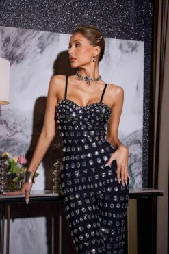 Jumpsuits & Romper*Bandage Kensli Spaghetti Rhinestone Jumpsuit