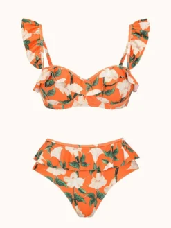 Bikini Sets*Mew Mews Fashion Kesia Ruffle Printed Bikini Three Piece Set