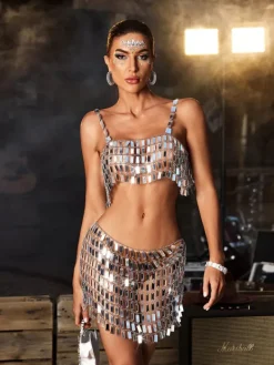Sets & Co-ords*Mew Mews Fashion O/S Khalifa Spaghetti Acrylic Skirt Set