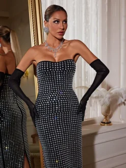 Embellishment|Dresses*Embellishment Khy Rhinestone Bandage Maxi Dress With Gloves