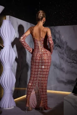 Embellishment|Dresses*Embellishment Kieran Rhinestone Mesh Maxi Dress