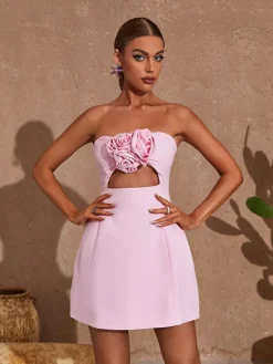 Dresses|Mini Dresses*Mew Mews Fashion Kinsley Strapless Cutout Mini Dress In Pink