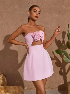 Dresses|Mini Dresses*Mew Mews Fashion Kinsley Strapless Cutout Mini Dress In Pink