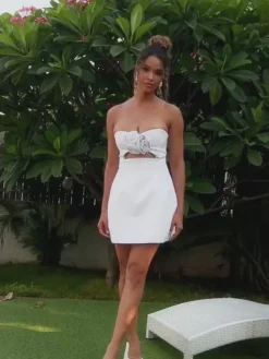Dresses*Mew Mews Fashion Kinsley Strapless Cutout Mini Dress In White