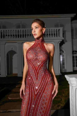Embellishment|Dresses*Embellishment O/S Koa Sleeveless Rhinestone Mesh Maxi Dress